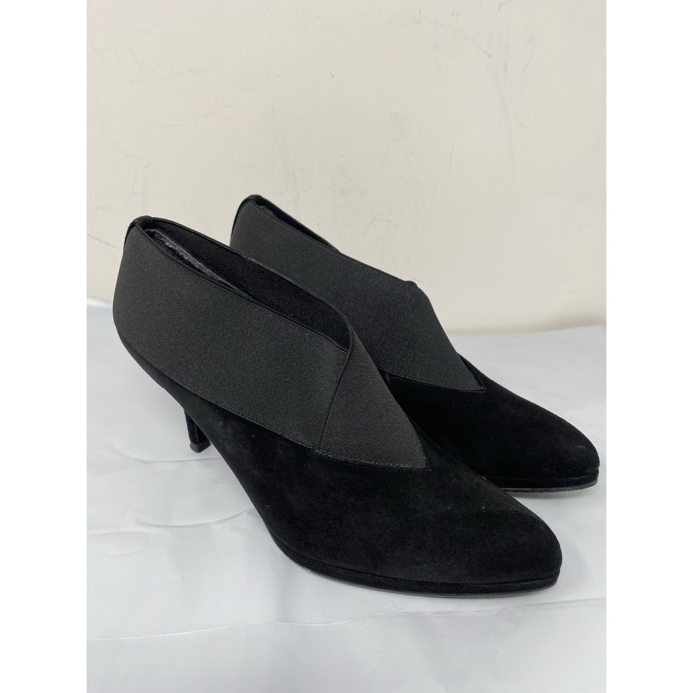 Stuart Weitzman Womens Black Suede Stretch Shoe Bootie Pumps Size 6 M TAPPED
